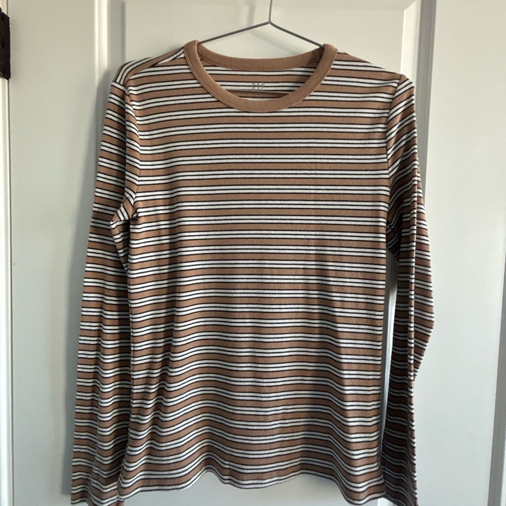 GAP Brown Striped Long Sleeve Tee